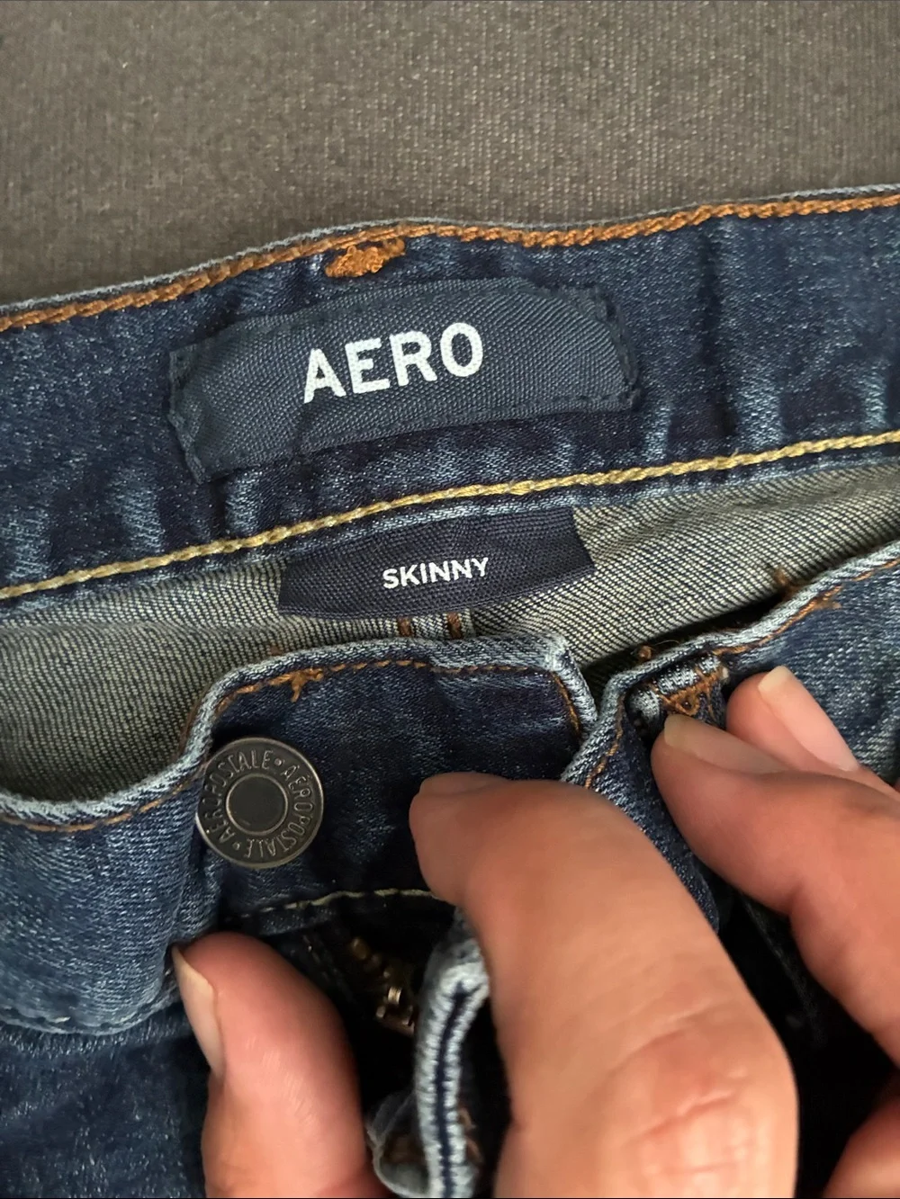 Aero Mid Wash Distressed Skinny Jeans - Blue